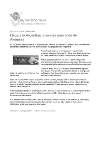 Gacetilla lanzamiento AIDA Argentina 2012